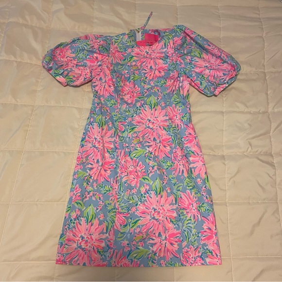Lilly Pulitzer Shift Dress w/ Short Puff Sleeves Size 2 - Picture 3 of 6